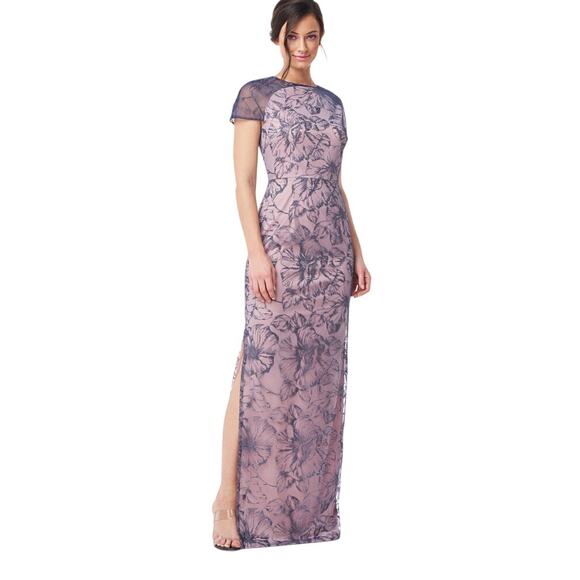 JS Collections WINNIE COLUMN GOWN Dark Blush Lace Overlay Sz 10 Mother of Bride - Picture 1 of 16